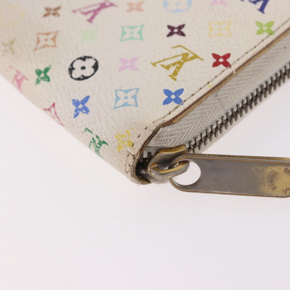 LOUIS VUITTON Monogram Multicolor Zippy Wallet White M60274 LV Auth BA14074