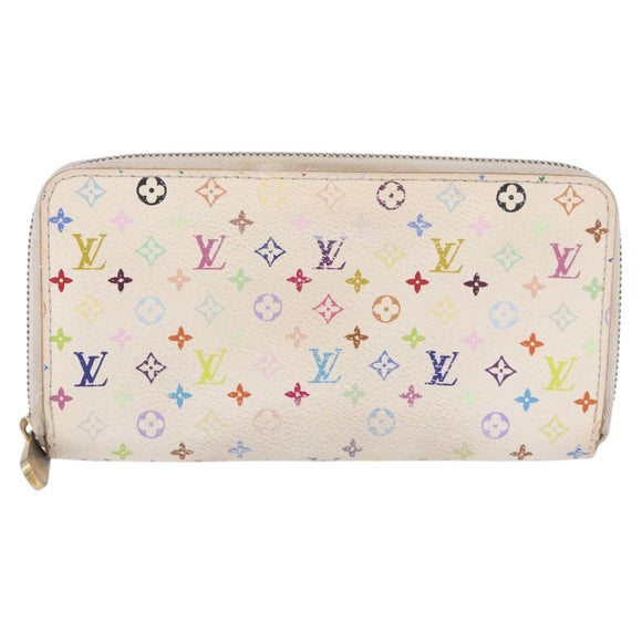 LOUIS VUITTON Monogram Multicolor Zippy Wallet White M60274 LV Auth BA14074