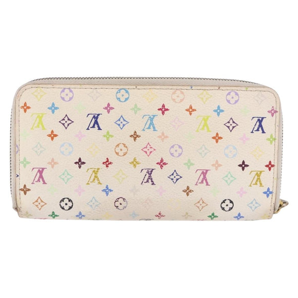 LOUIS VUITTON Monogram Multicolor Zippy Wallet White M60274 LV Auth BA14074