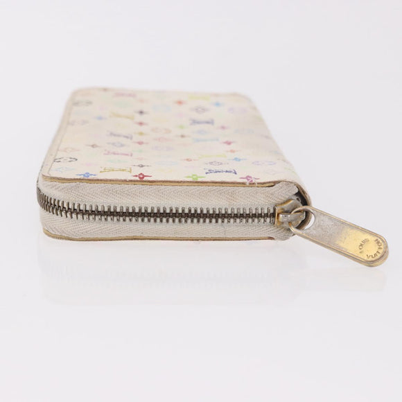 LOUIS VUITTON Monogram Multicolor Zippy Wallet White M60274 LV Auth BA14074