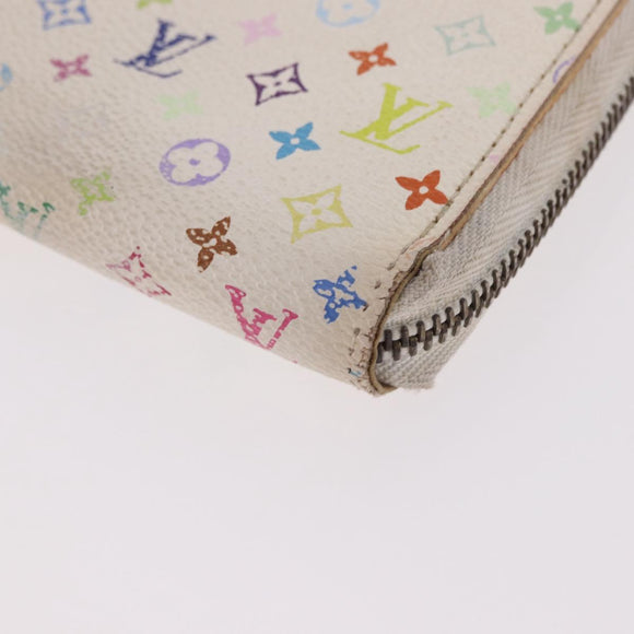 LOUIS VUITTON Monogram Multicolor Zippy Wallet White M60274 LV Auth BA14074