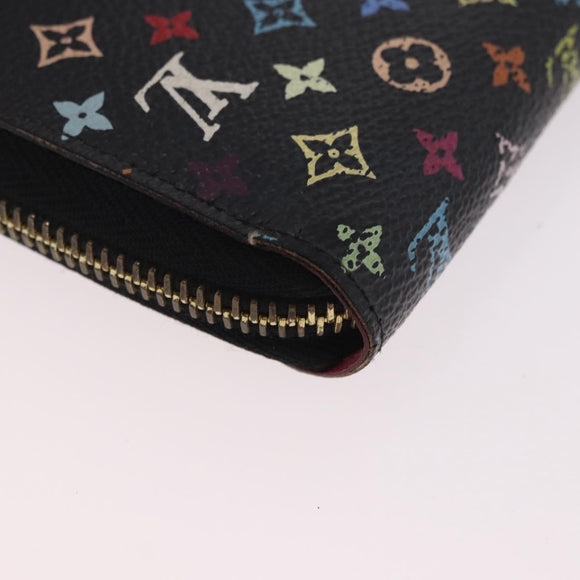 LOUIS VUITTON Monogram Multicolor Zippy Wallet Black M60243 LV Auth BA14075