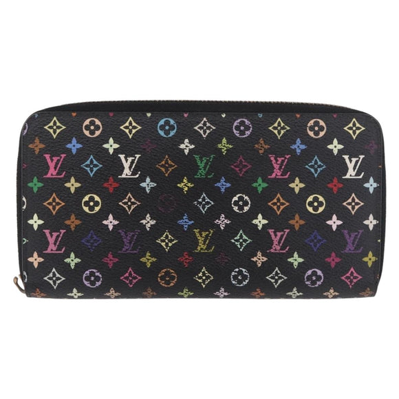 LOUIS VUITTON Monogram Multicolor Zippy Wallet Black M60243 LV Auth BA14075