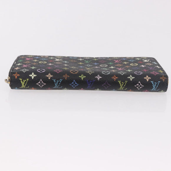 LOUIS VUITTON Monogram Multicolor Zippy Wallet Black M60243 LV Auth BA14075