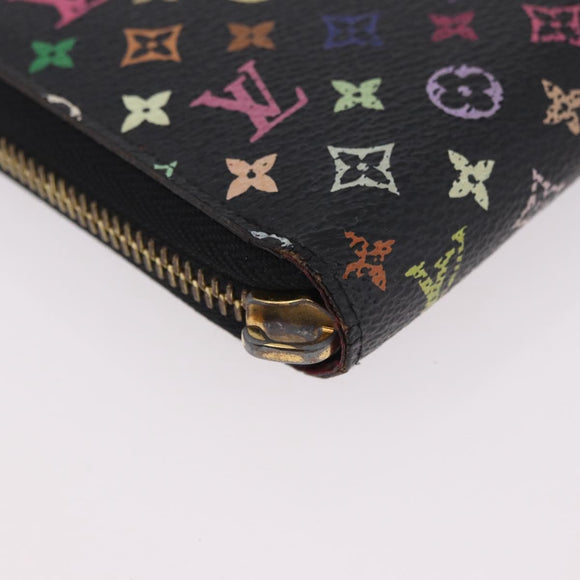 LOUIS VUITTON Monogram Multicolor Zippy Wallet Black M60243 LV Auth BA14075