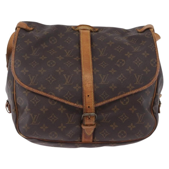 LOUIS VUITTON Monogram Saumur 35 Shoulder Bag M42254 LV Auth BA14087