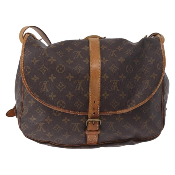 LOUIS VUITTON Monogram Saumur 35 Shoulder Bag M42254 LV Auth BA14087