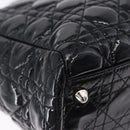 Christian Dior Lady Dior Chain Bag Patent Leather Black Silver Auth BA14101V-9