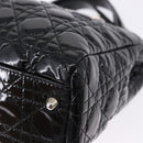 Christian Dior Lady Dior Chain Bag Patent Leather Black Silver Auth BA14101V-14