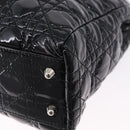 Christian Dior Lady Dior Chain Bag Patent Leather Black Silver Auth BA14101V-16