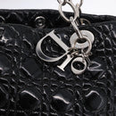 Christian Dior Lady Dior Chain Bag Patent Leather Black Silver Auth BA14101V-17