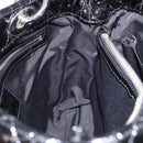 Christian Dior Lady Dior Chain Bag Patent Leather Black Silver Auth BA14101V-19