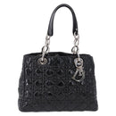 Christian Dior Lady Dior Chain Bag Patent Leather Black Silver Auth BA14101V-13