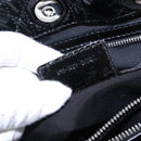 Christian Dior Lady Dior Chain Bag Patent Leather Black Silver Auth BA14101V-11