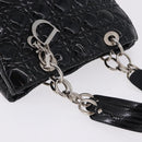 Christian Dior Lady Dior Chain Bag Patent Leather Black Silver Auth BA14101V-6