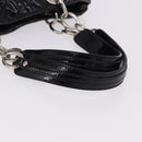 Christian Dior Lady Dior Chain Bag Patent Leather Black Silver Auth BA14101V-7