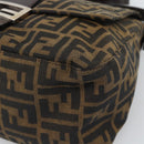 FENDI Zucca Canvas Mamma Baguette Shoulder Bag Black Brown Auth BA14103V-9