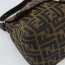FENDI Zucca Canvas Mamma Baguette Shoulder Bag Black Brown Auth BA14103V-14