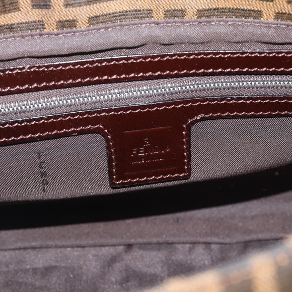 FENDI Zucca Canvas Mamma Baguette Shoulder Bag Black Brown Auth BA14103V