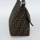 FENDI Zucca Canvas Mamma Baguette Shoulder Bag Black Brown Auth BA14103V-3