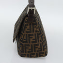 FENDI Zucca Canvas Mamma Baguette Shoulder Bag Black Brown Auth BA14103V-4