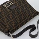 FENDI Zucca Canvas Mamma Baguette Shoulder Bag Black Brown Auth BA14103V-6