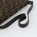 FENDI Zucca Canvas Mamma Baguette Shoulder Bag Black Brown Auth BA14103V-7