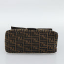 FENDI Zucca Canvas Mamma Baguette Shoulder Bag Black Brown Auth BA14103V-5