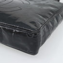 CHANEL Tote Bag Patent Leather Black Gold CC Auth BA14104-10
