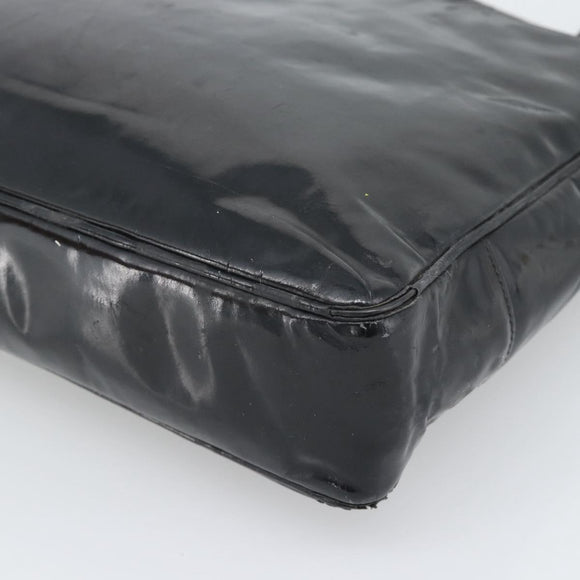 CHANEL Tote Bag Patent Leather Black Gold CC Auth BA14104