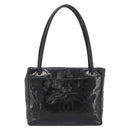 CHANEL Tote Bag Patent Leather Black Gold CC Auth BA14104-2