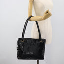 CHANEL Tote Bag Patent Leather Black Gold CC Auth BA14104-25