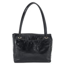 CHANEL Tote Bag Patent Leather Black Gold CC Auth BA14104-3