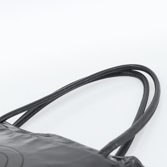 CHANEL Tote Bag Patent Leather Black Gold CC Auth BA14104