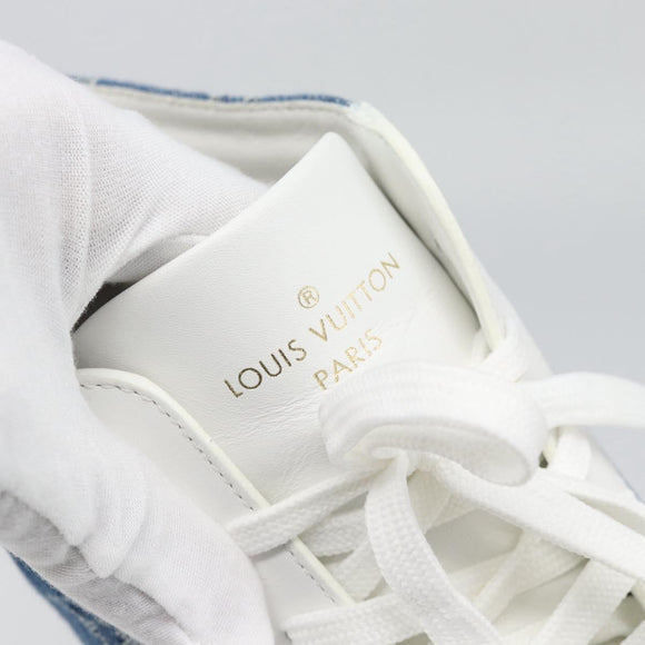 LOUIS VUITTON Monogram Denim Tattoo Line High Top Sneakers Blue LV Auth BA14108M