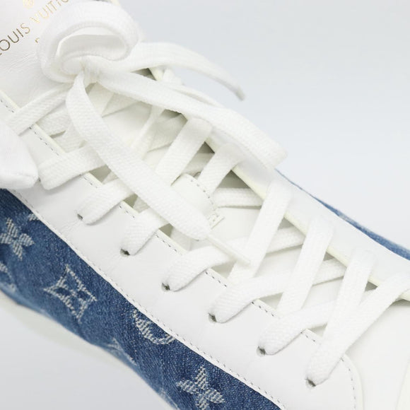 LOUIS VUITTON Monogram Denim Tattoo Line High Top Sneakers Blue LV Auth BA14108M