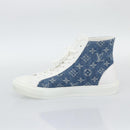 LOUIS VUITTON Monogram Denim Tattoo Line High Top Sneakers Blue LV Auth BA14108M-14