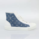 LOUIS VUITTON Monogram Denim Tattoo Line High Top Sneakers Blue LV Auth BA14108M-15