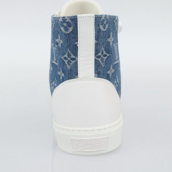 LOUIS VUITTON Monogram Denim Tattoo Line High Top Sneakers Blue LV Auth BA14108M