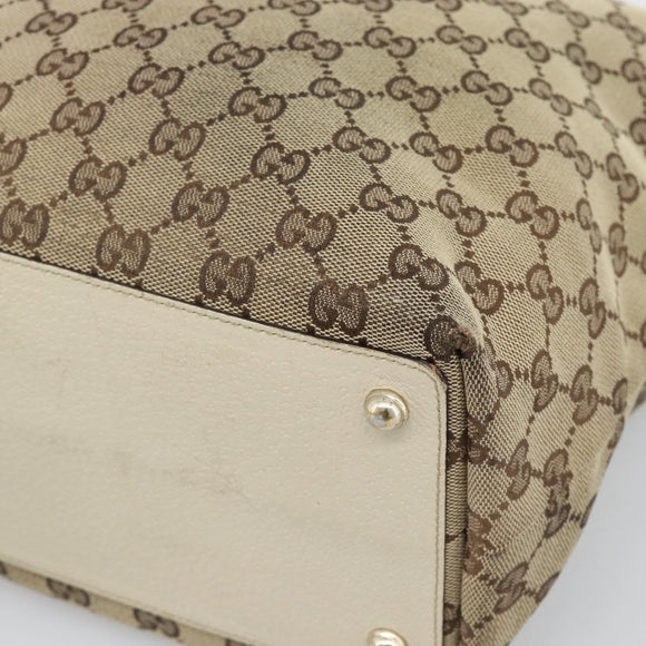 GUCCI GG Canvas Tote Bag Beige Gold 120836 Auth BA14113