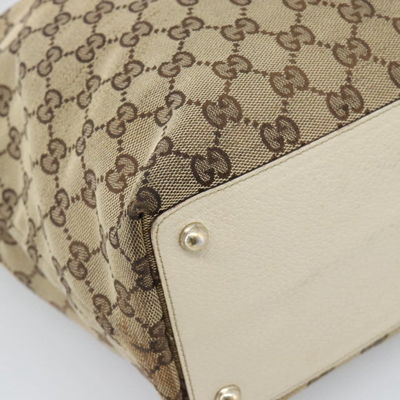 GUCCI GG Canvas Tote Bag Beige Gold 120836 Auth BA14113