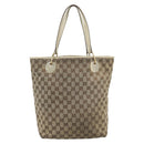 GUCCI GG Canvas Tote Bag Beige Gold 120836 Auth BA14113-13