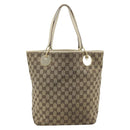 GUCCI GG Canvas Tote Bag Beige Gold 120836 Auth BA14113-2