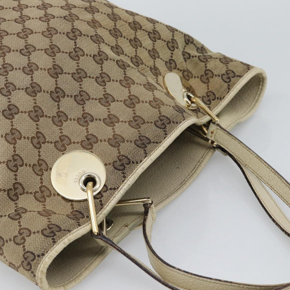 GUCCI GG Canvas Tote Bag Beige Gold 120836 Auth BA14113