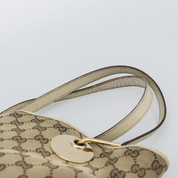 GUCCI GG Canvas Tote Bag Beige Gold 120836 Auth BA14113