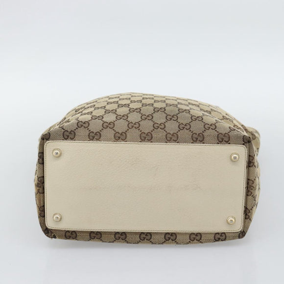 GUCCI GG Canvas Tote Bag Beige Gold 120836 Auth BA14113
