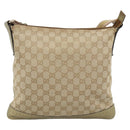 GUCCI GG Canvas Shoulder Bag Beige Gold 145857 Auth BA14114-2