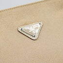 PRADA Tote Bag Canvas Beige Silver Auth BA14115-18
