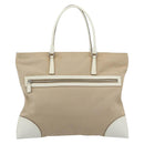 PRADA Tote Bag Canvas Beige Silver Auth BA14115-2
