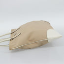 PRADA Tote Bag Canvas Beige Silver Auth BA14115-3
